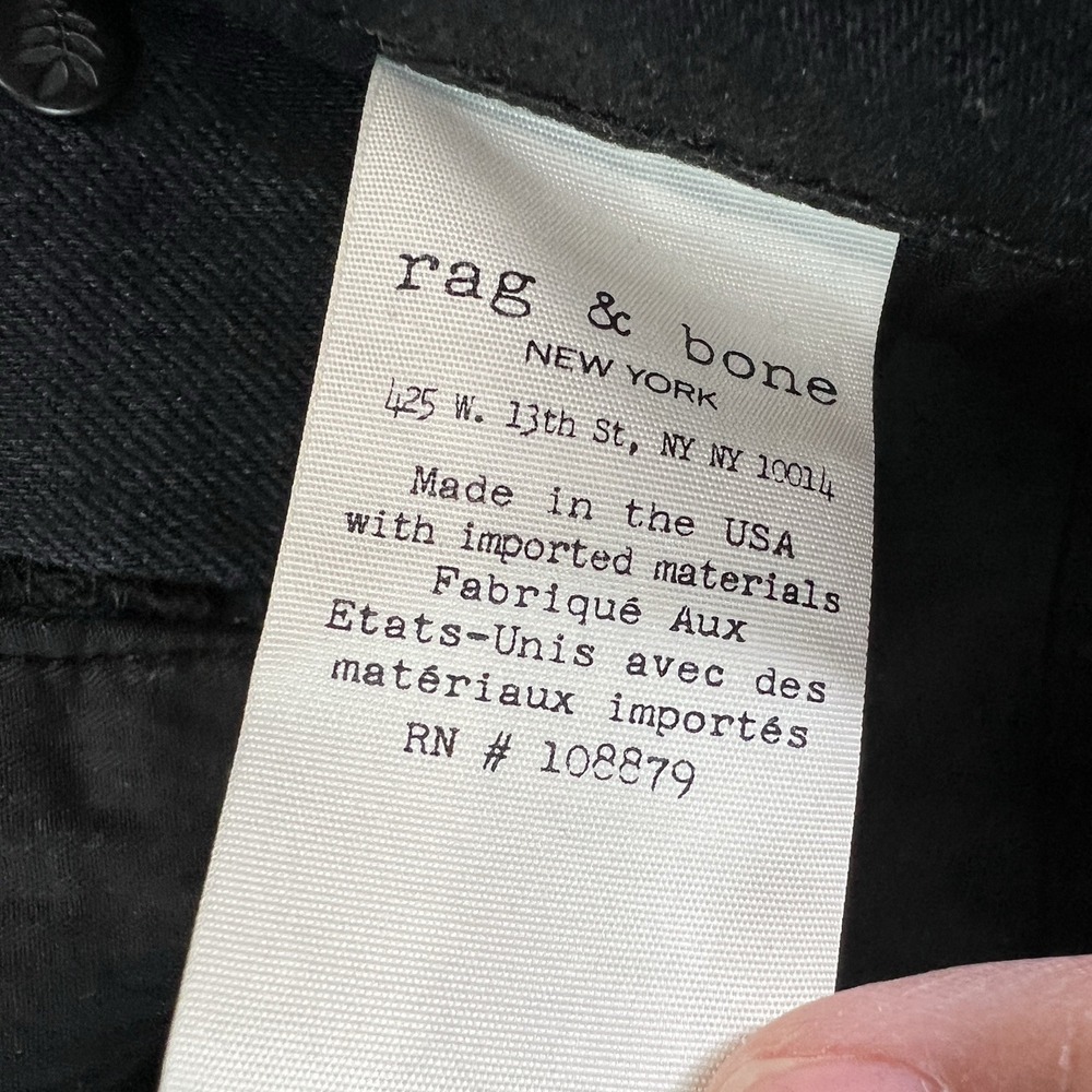 Rag & Bone Men's Jeans 34 Fit 1 Extra Slim DEVON Black Stretch Denim Cotton Pant - Picture 7 of 14